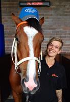 Lydia with Mossfun after winning the Inglis Nursery Stakes